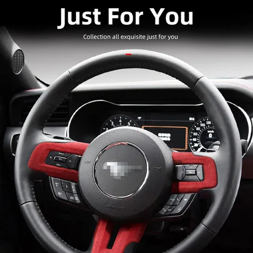Miniatura 2 de Emblema de botón de volante 3D rojo con adorno de borde para interiores de roadster Mustang 2015 2016 2017 2018 2019 2020 2021 2022 2023 accesorios