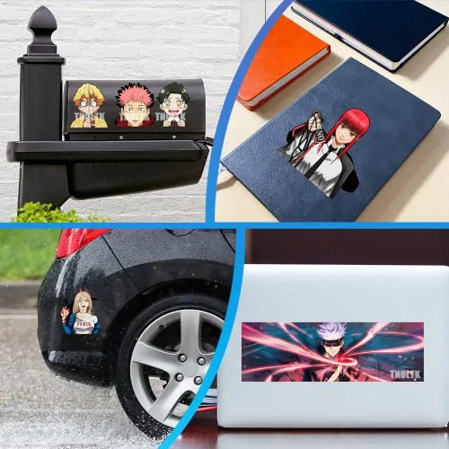 Miniatura 4 de Calcomanías de animé para automóvil, impermeables, calcomanías de parachoques de anime para automóvil, laptop, ventana, iPad, patineta, niños B-02