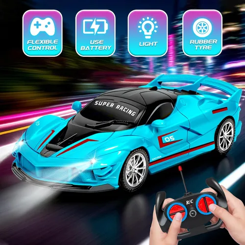 Miniatura 3 de Paquete de 2 Vehículos de Juguete de Control Remoto Rosa Azul para Niños y Niñas, Vehículo de Juguete Rc con Faro y Controlador, Coche de Carreras