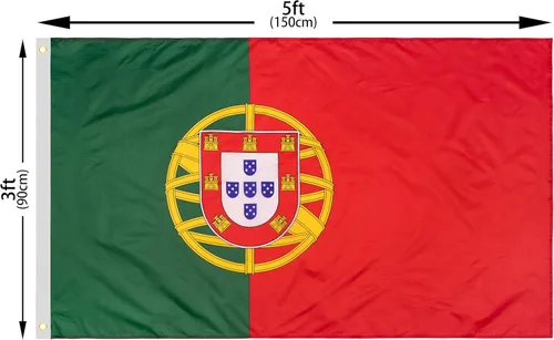 Miniatura 3 de DANF - Bandera de Portugal de poliéster de 3 x 5 pies, resistente a la decoloración, ojales de latón, cabecera de lona, banderas nacionales