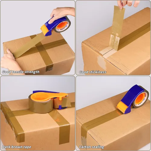Miniatura 6 de Oleitodh 36 rollos de cinta de embalaje marrón con dispensador, cinta de envío resistente de 1.88 pulgadas x 60 yardas, repuestos de cinta