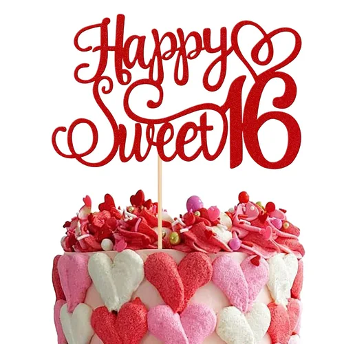 Miniatura 12 de 24 piezas de decoraciones para cupcakes de 16 cumpleaños con purpurina, ¡Hola 16! Dulces 16 desde 2008, púas para cupcakes de 16 años para celebrar