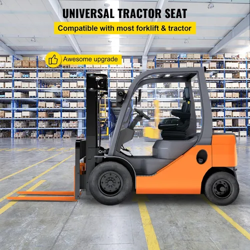 Miniatura 2 de VEVOR Asiento de suspensión con respaldo ajustable, reposacabezas y reposabrazos, asiento de carretilla elevadora con rieles deslizantes, plegable