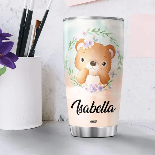 Miniatura 5 de CUBICER Vaso de café personalizado con diseño de oso y tapa aislada, regalos de Navidad para niños, mujeres y adultos, tazas de acero inoxidable