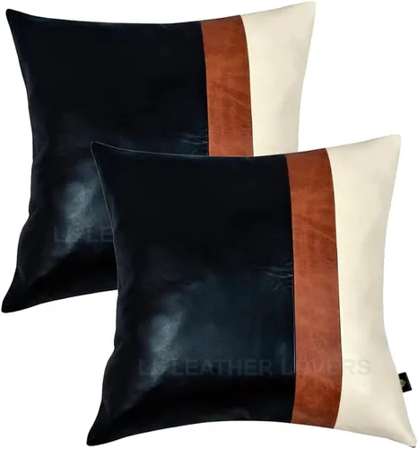 Miniatura 43 de LL LEATHER LOVERS Funda de almohada de piel de cordero - Funda de cojín para sofá, fundas decorativas para sala de estar y dormitorio, 20 x 20 Negro