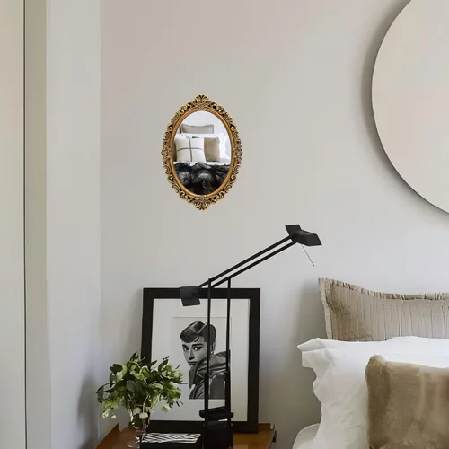 Miniatura 3 de OIGUMR Espejo de pared ovalado más pequeño, tamaño del marco de resina: espejo de 12 x 8.3 pulgadas, espejos colgantes vintage para dormitorio, sala