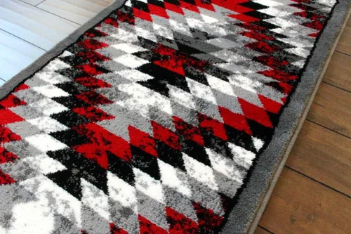 Miniatura 3 de Masada Rugs, Stephanie Collection - Alfombra de área del suroeste de nativos americanos, diseño desgastado 1106 rojo, gris, blanco y negro