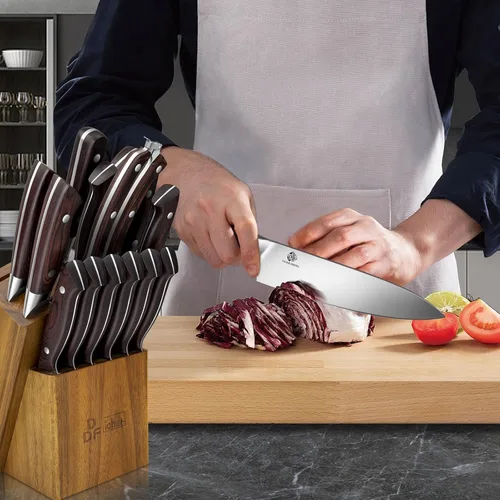 Miniatura 5 de DDF iohEF Juego de cuchillos de cocina, juego de 16 piezas para cocina con bloque, juego de cuchillos de acero inoxidable japonés con afilador