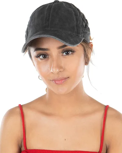 Miniatura 5 de Funky Junque - Gorra para mujer, entrecruzada, diseño desgastado, se puede usar con coleta o chongo