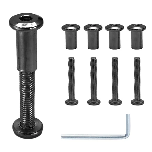 Miniatura 14 de 10 pares (20 piezas) M6 x 0.630 in Tornillo hexagonal con llave Allen, pernos de conector plateados para muebles, tornillos avellanados M6, tuercas