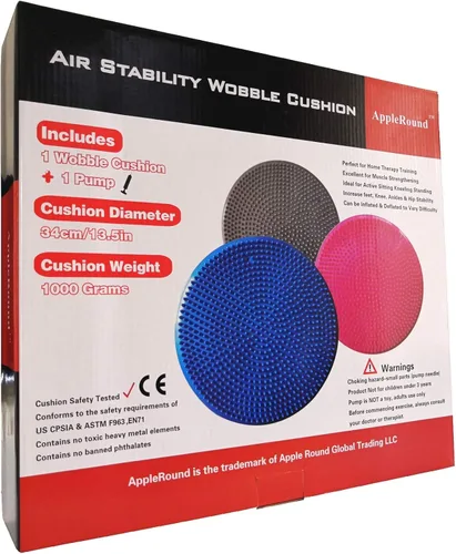 Miniatura 6 de AppleRound Cojín de balanceo inflable con bomba manual, tabla de estabilidad de aire (extra gruesa), disco de equilibrio para adultos, asiento