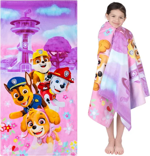 Franco - Toalla de baño/piscina/playa para niños, de algodón súper suave, de 58 x 28 pulgadas, Paw Patrol, para niñas Paw Patrol Girls