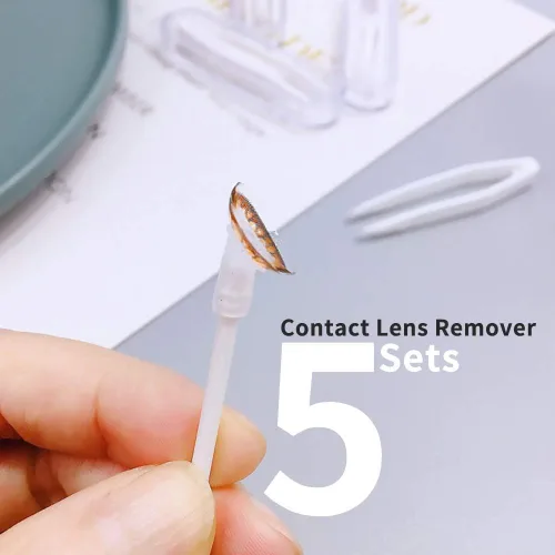 Miniatura 3 de ofone Herramienta removedor de lentes de contacto para lentes suaves, paquete de 5 aplicadores de lentes de contacto con estuche de pinzas