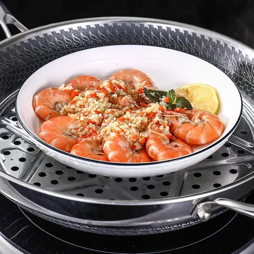 Miniatura 7 de Estante de vapor redondo de acero inoxidable de 11 pulgadas, estantes de olla a presión, bandeja de vapor para olla de cocina, tostada, pan
