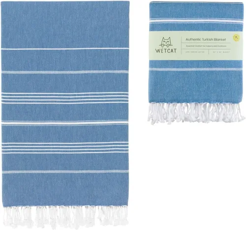 Miniatura 40 de WETCAT Toalla de playa original turca (39 x 71) – Peshtemal prelavado, 100% algodón, muy absorbente, de secado rápido y ultra suave, seguro