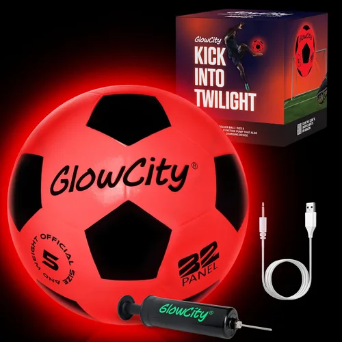 Miniatura 17 de GlowCity Balón de fútbol que brilla en la oscuridad - Tamaños 3, 4, 5 para niños, adolescentes y adultos - Balón de fútbol que se ilumina con 2