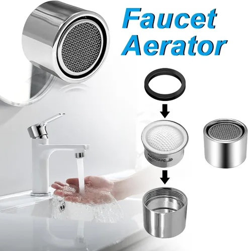Miniatura 5 de 8 piezas de repuesto para aireador de grifo, filtro de grifo de fregadero de cocina con carcasa de latón de 15/16 pulgadas con junta para cocina