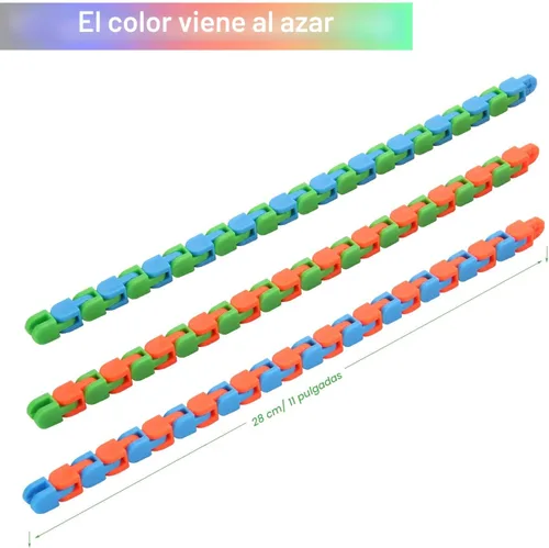 Miniatura 2 de Yeetec Paquete de 6 juguetes para ansiedad con 24 eslabones de pistas locas, juguetes sensoriales para los dedos, rompecabezas de serpiente