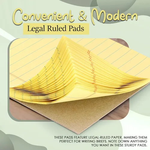 Miniatura 6 de Emraw Jr. - Bloc de notas legal con rayas anchas. Borde perforado. 5 "x 8" amarillo canario, universal, tamaño junior, 50 hojas por bloc