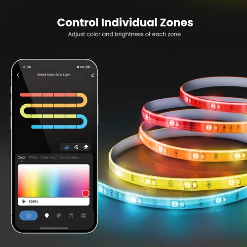 Miniatura 4 de Tira de luz inteligente Feit Electric de 16 pies, tira de luz LED ultradelgada RGBW con perseguimiento de colores, Wi-Fi de 2.4GHz habilitado