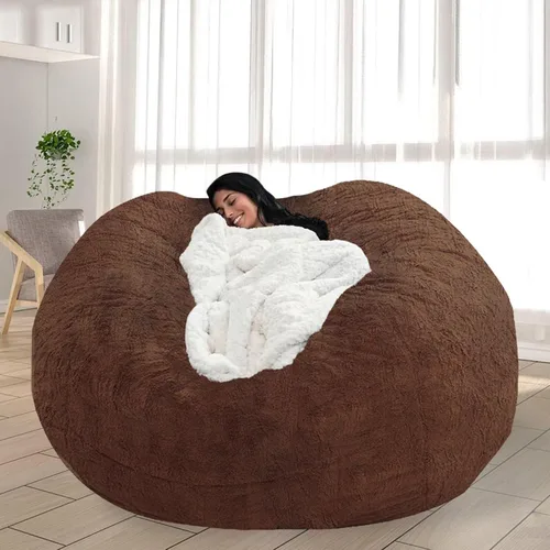 Miniatura 41 de Puf para adultos y niños sin relleno, sofá perezoso suave y redondo, funda de sofá de puf clásico, saco de amor para dormitorio, silla de lectura