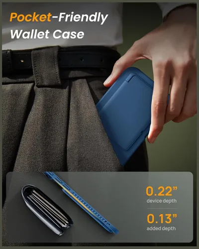 Miniatura 7 de Funda para iPhone Air con soporte para tarjetas, soporte integrado y cubierta para lente de cámara, a prueba de golpes, de silicona resistente a Azul