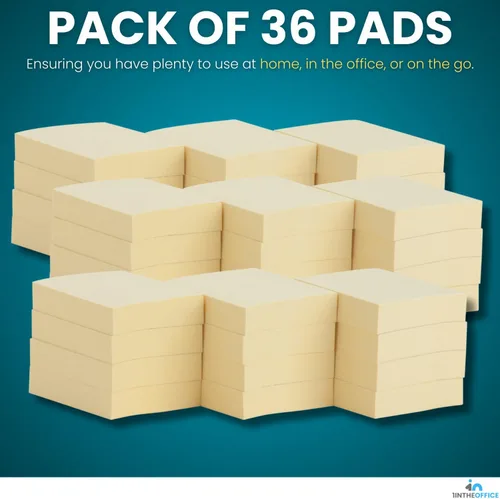 Miniatura 8 de 1InTheOffice Notas adhesivas amarillas, 3 x 3 pulgadas, 36 unidades, 36 unidades, 3600 blocs de notas (36)