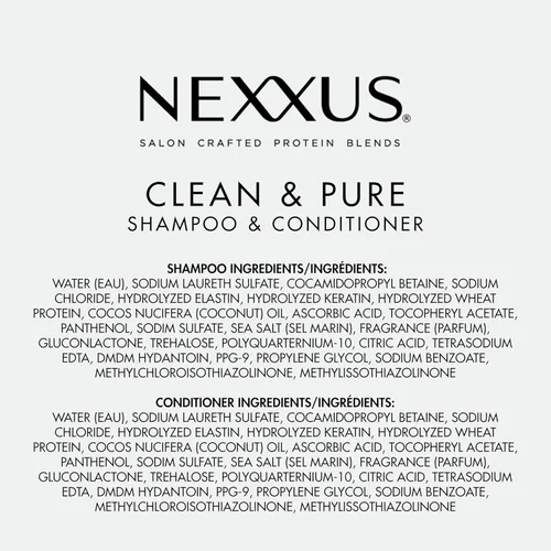 Miniatura 7 de Nexxus Clean and Pure - Champú y acondicionador clarificante, paquete de 2 con ProteinFusion, para cabello nutrido sin parabenos, 33.8 oz