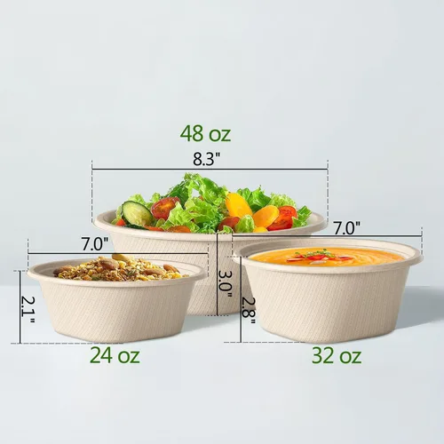 Miniatura 5 de Homestockplus Cuenco desechable profundo de 32 onzas, cuencos de papel desechables resistentes y compostables, cuenco biodegradable de bagazo
