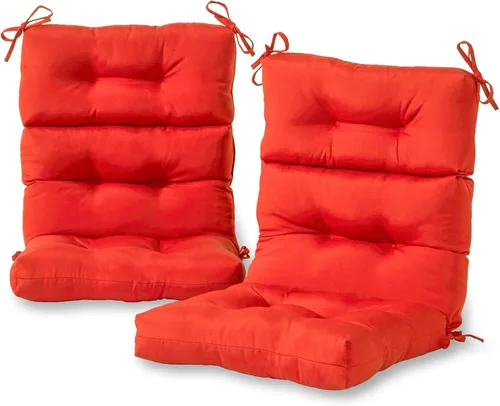 Miniatura 36 de Cojines para silla de respaldo alto para exteriores, diseño de asiento y respaldo con bisagras de una pieza, reversibles con 4 lazos, tela