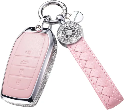 Miniatura 29 de Funda para Llave Honda con Llavero, Carcasa Protectora de Cuero Genuino Rosa con Cristales Compatible con Honda Accord Civic CRV Pilot Odyssey 2022