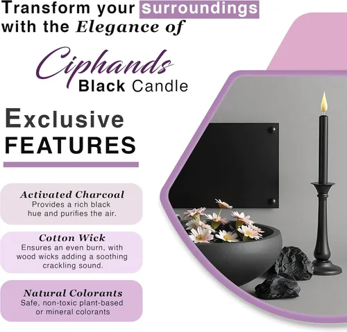 Miniatura 3 de Juego de 20 velas cónicas mini negras de hechizo y carillón - Velas cónicas mini premium para rituales, oración, cumpleaños, meditación, altar - 4