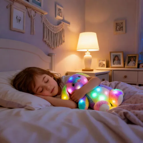 Miniatura 2 de Hopearl Conejo de peluche con luces LED colorido, flexible, con luces de noche que brillan en la oscuridad, para festival, cumpleaños, niños