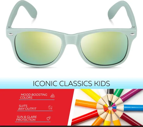 Miniatura 202 de Retro Rewind Lentes de sol para niños y niñas de 3 a 12 años, inastillables, UV400, lentes de sol para niños pequeños