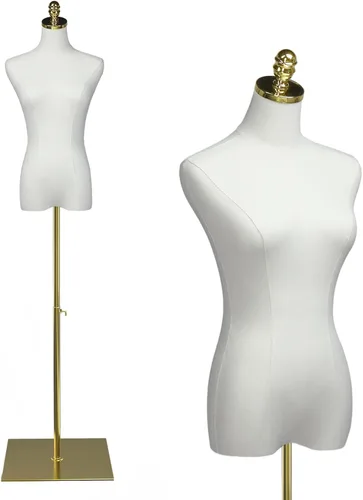 Bonnlo Forma de vestido femenino para presentación de ropa, cuerpo de maniquí de altura ajustable para mujer con soporte de metal estable con