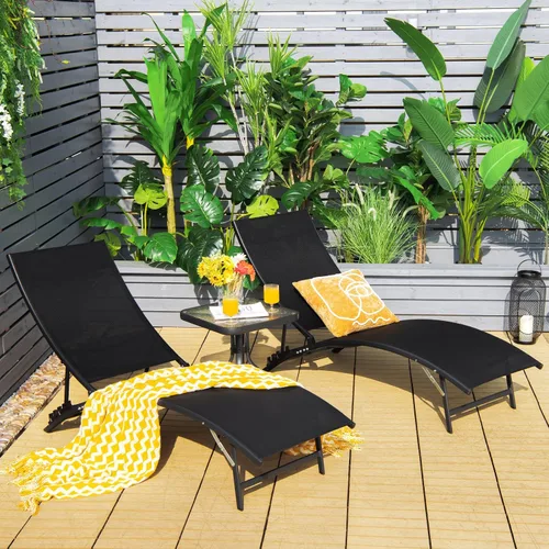 Miniatura 2 de Giantex Juego de 2 tumbonas para exteriores, sillas plegables de piscina con respaldo ajustable de 5 posiciones, tela de secado rápido, tumbona