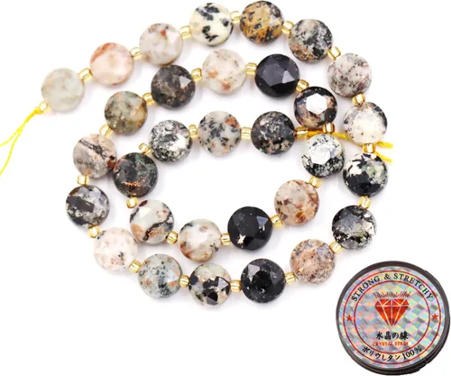 Miniatura 96 de Cuentas de piedras preciosas para la fabricación de joyas, cuentas de monedas facetadas de piedra natural piedra de sangre africana de 0.236 in