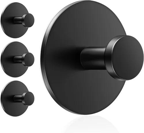 bussdis Ganchos Multifuncionales para Toallas para Pared de Baño - Acero Inoxidable Extra Adhesivo, Soporta hasta 12 LB, Ganchos para Abrigos
