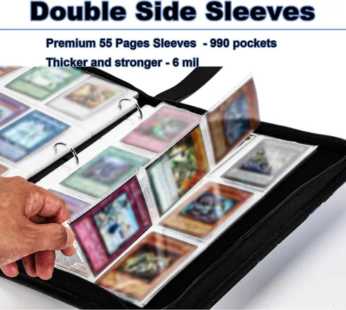 Miniatura 4 de Carpeta de tarjetas para tarjetas intercambiables Y-G-O, 990 bolsillos, álbum de 3 anillos de gran capacidad, 9 bolsillos compatible con tarjetas