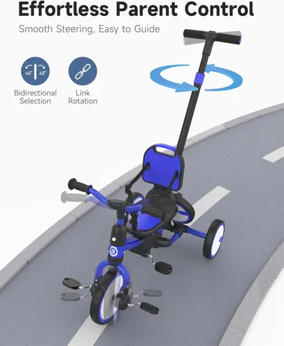 Miniatura 5 de besrey Triciclo para niños pequeños con rueda de repuesto, bicicleta para niños de 1 a 3 años, triciclo 5 en 1 para niños con asa de empuje