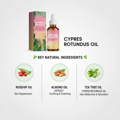 Miniatura 4 de Aceite Cyperus Rotundus de 2 piezas para depilación, producto herbario natural reduce el crecimiento del cabello, adecuado para todo
