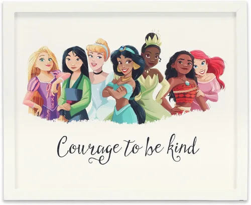 Miniatura 7 de Decoración de pared de madera enmarcada con alfabeto de princesas Disney - Gran imagen de princesa con Bella, Cenicienta, Ariel, Rapunzel y más