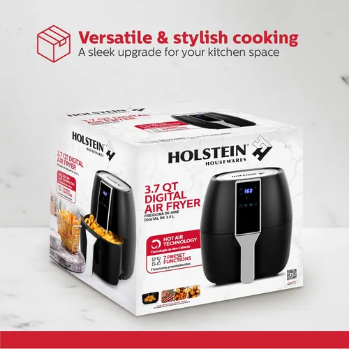 Miniatura 8 de Holstein Housewares 3.7QT Freidora de aire digital. Tecnología de aire caliente y revestimiento antiadherente libre de PFOA para usar menos aceite