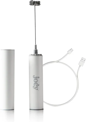 Joe'y Espumador de leche eléctrico, mezclador de mano recargable por USB, varita espumadora de acero inoxidable de doble velocidad con doble batidor