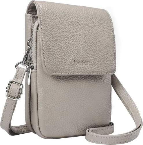 Miniatura 17 de befen Bolsos cruzados pequeños de cuero genuino para mujer, bolsa cruzada para teléfono celular con ranuras para tarjetas de bloqueo RFID