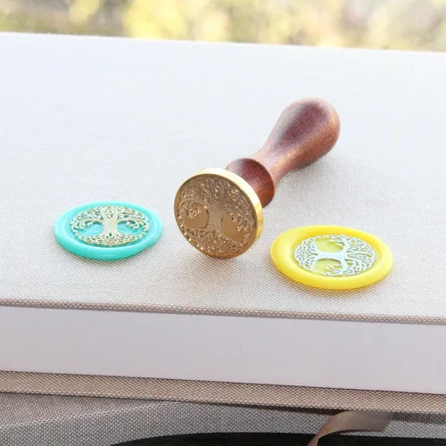 Miniatura 2 de Sello de cera con diseño de árbol de la vida, diseño vintage de runa vegvisir, cabeza de latón con mango de madera para sobres, álbum de fotos