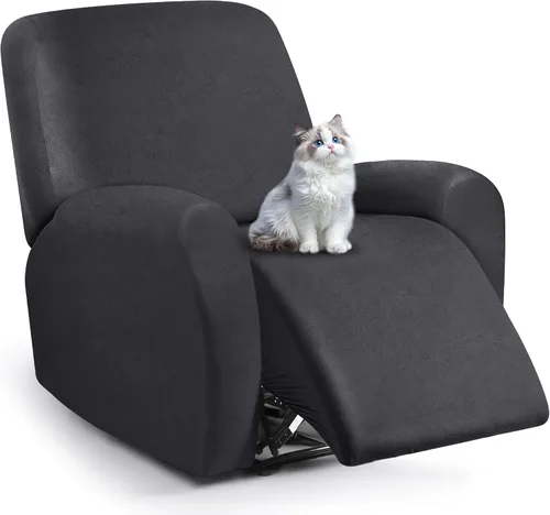Miniatura 31 de ANARACHON Fundas para sillas reclinables con aspecto de cuero, funda elástica de 4 piezas, funda suave para silla reclinable, protector de muebles