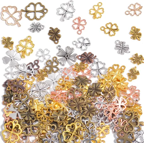 Miniatura 12 de stino - 100 g de dijes colgantes de metal para hacer joyas, lote de dijes bañados en plata y oro para pulseras, collares y manualidades, dijes