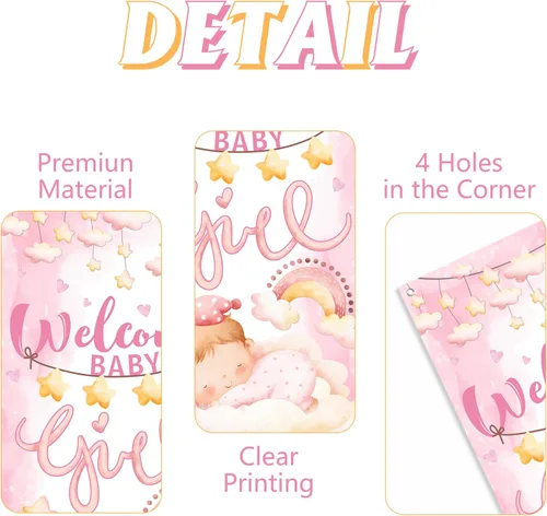 Miniatura 3 de Cartel de bienvenida para puerta de bebé, decoración de baby shower para niñas, letrero de puerta, fondo de fotografía de fiesta de revelación
