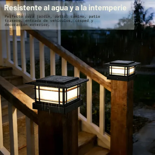 Miniatura 5 de Dynaming Luces solares de 4 x 4 para exteriores con 2 modos de color, luces solares para poste de valla, carcasa negra para postes de vinilo/madera